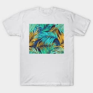 Vintage Palm Leaves acqua and yellow T-Shirt